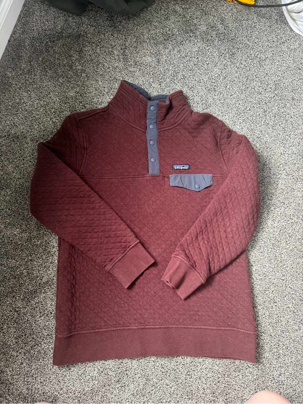 Patagonia Cotton Quilted Snap-Front Pullover Sweater - Wine